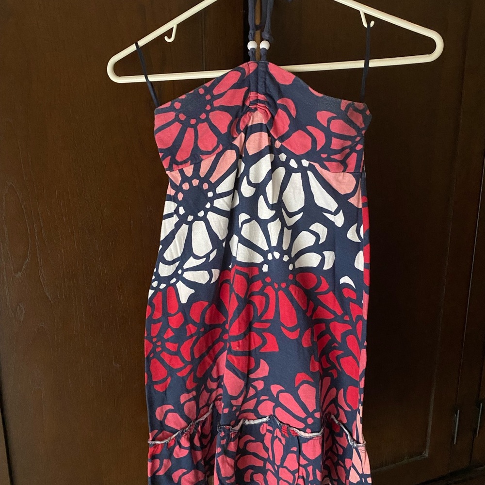 Old Navy ~ patriotic floral dress ~ tie neck/open back ~ L ~ cute!